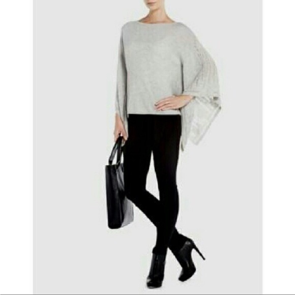 BCBGMAXAZRIA Hans Poncho Pointelle Cutout Wool Angora Lightweight Sweater Small - Picture 7 of 16